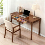 Desk With Drawers, Smooth Edge Design - Walnut