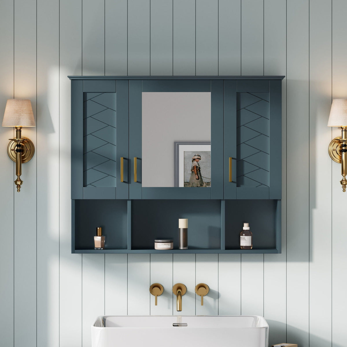 Modern Wall Mounted Medicine Cabinet With Adjustable Shelves, Soft Close Doors, High Define Mirror