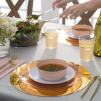 14 Oz. Round Blush Pink and Gold Plastic Soup Bowls | 10 Pack