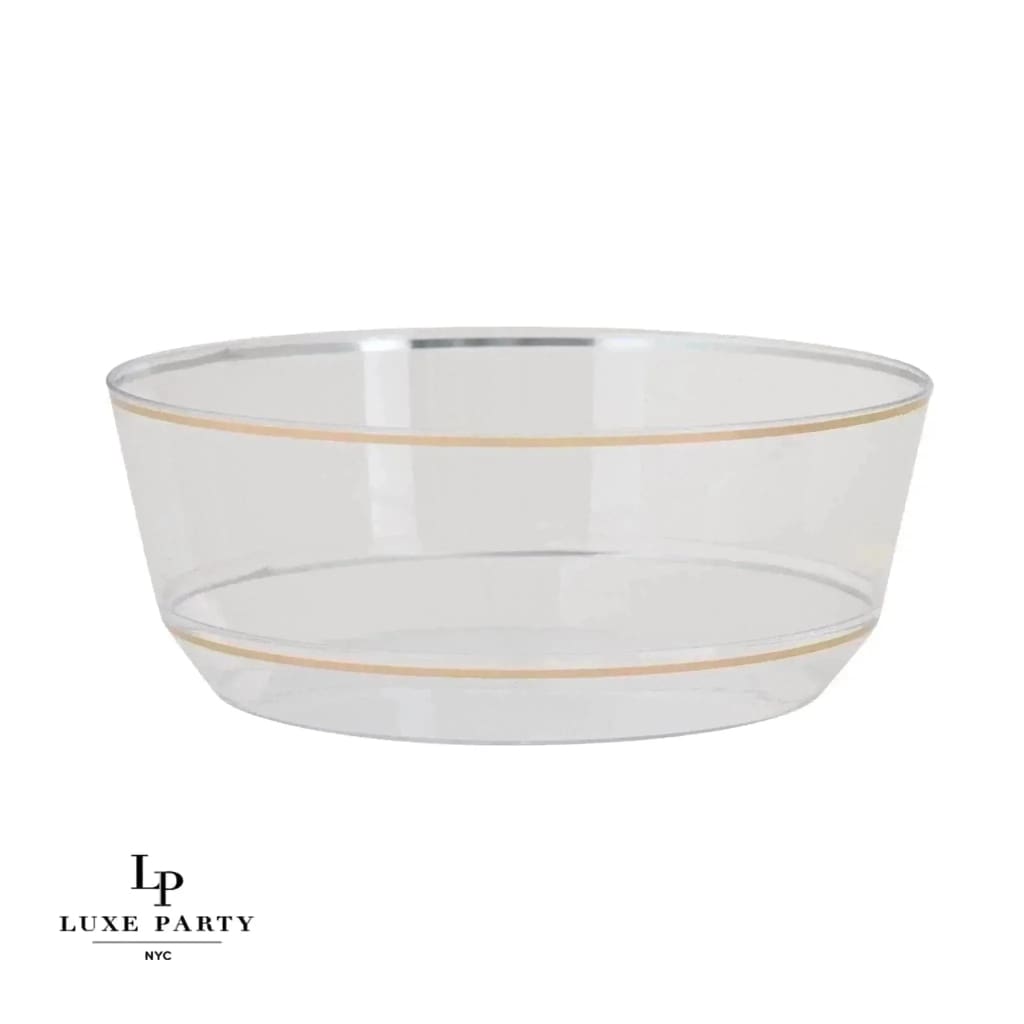 14 Oz. Round Clear and Gold Plastic Bowls | 10 Pack