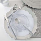 14 Oz. Round Clear and Silver Plastic Bowls | 10 Pack