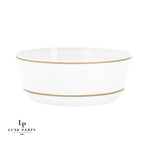 14 Oz. Round White • Gold Plastic Soup Bowls | 10 Pack