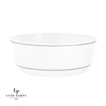 14 Oz. Round White and Silver Plastic Soup Bowls | 10 Pack