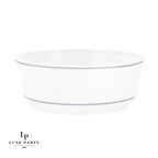 14 Oz. Round White and Silver Plastic Soup Bowls | 10 Pack