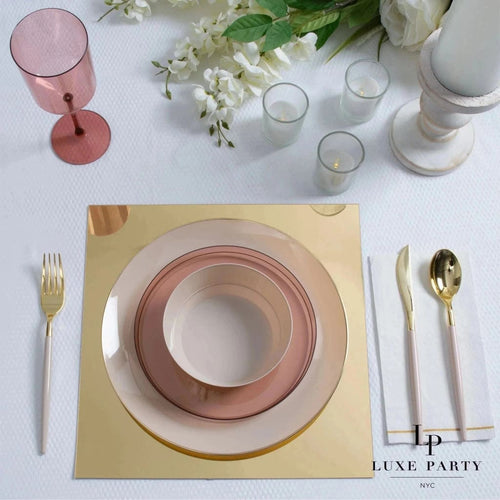 12" Gold Square Light Weight Mirror Charger Plate