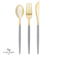 Grey and Gold Plastic Cutlery Set | 32 Pieces