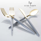 Grey and Gold Plastic Cutlery Set | 32 Pieces