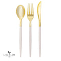 Linen and Gold Plastic Cutlery Set | 32 Pieces