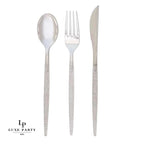 Silver Glitter Plastic Cutlery Set | 32 Pieces