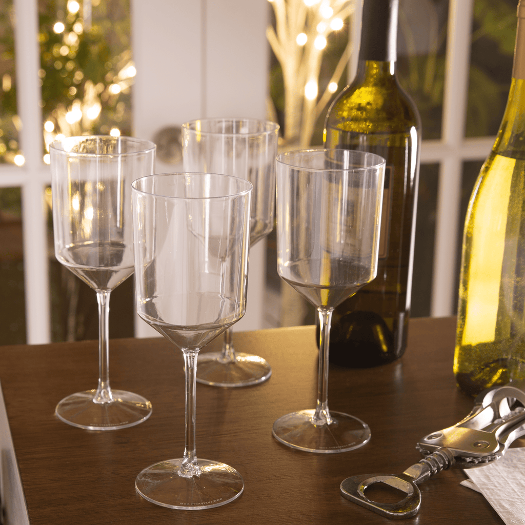 Upscale Round Clear Plastic Wine Cups | 4 Cups