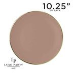 Round Clay Beige and Gold Plastic Plates | 10 Pack
