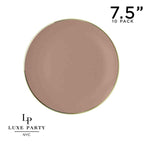 Round Clay Beige and Gold Plastic Plates | 10 Pack