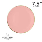 Round Coral and Gold Plastic Plates | 10 Pack