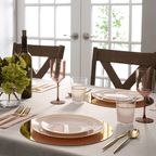 Round Blush Pink and Gold Plastic Plates | 10 Pack