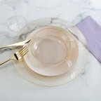 Round Clear and Gold Glitter Plastic Plates | 10 Pack