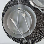 Round Grey and Silver Round Plastic Plates | 10 Pack